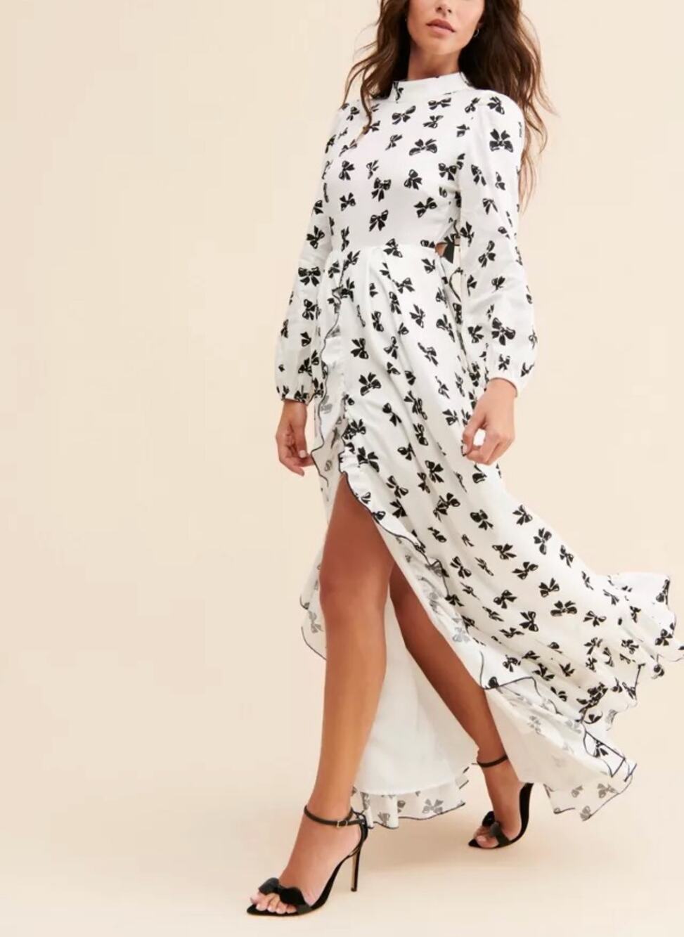 Sister Jane White Maxi Dress with Black Bows & Cutout Back